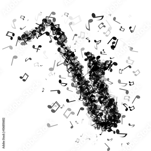 Saxaphone made from different music notes