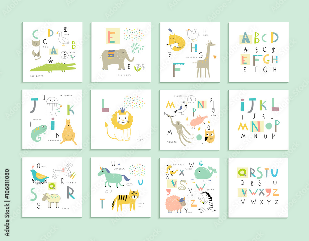 Cute zoo alphabet with funny animals in vector . Letters. Cute zoo alphabet with funny animals in vector . Letters.