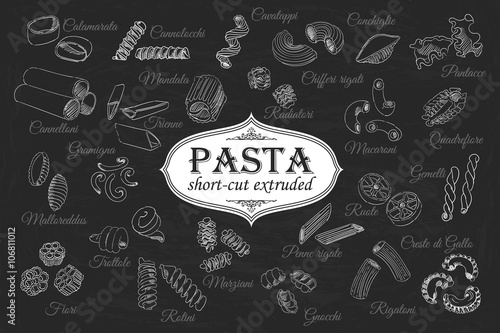 Vector hand drawn pasta set.