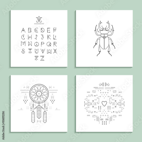 Collection of trendy cards with unusual geometric elements. 