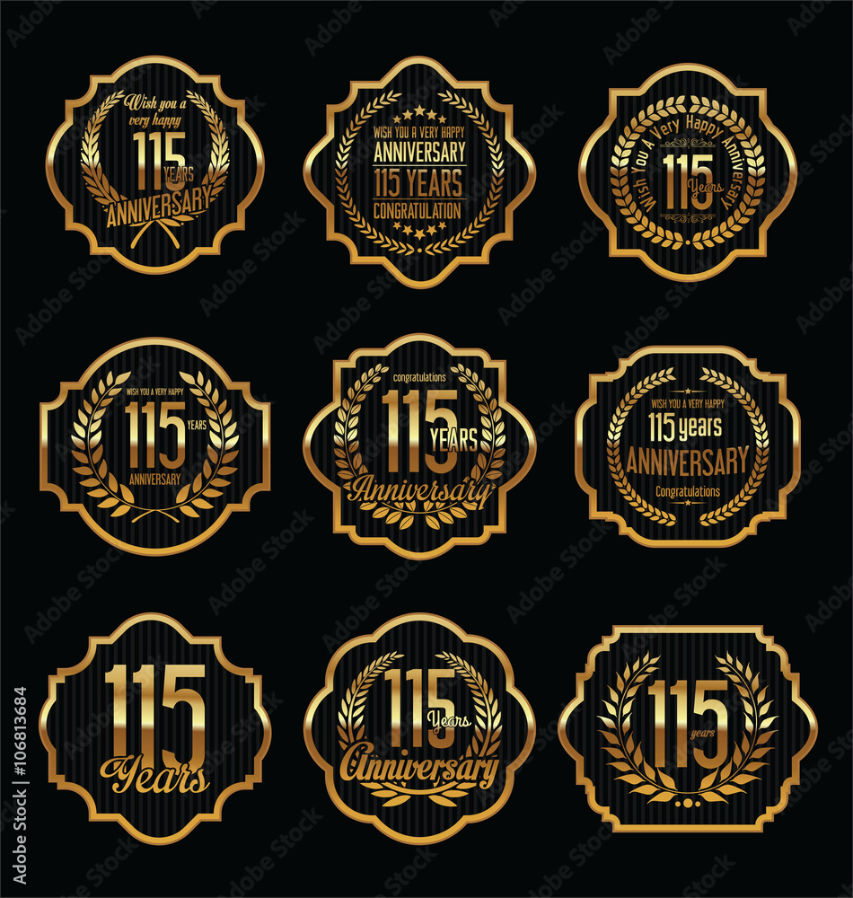 Golden Anniversary Labels with retro vintage styled design 115 years
