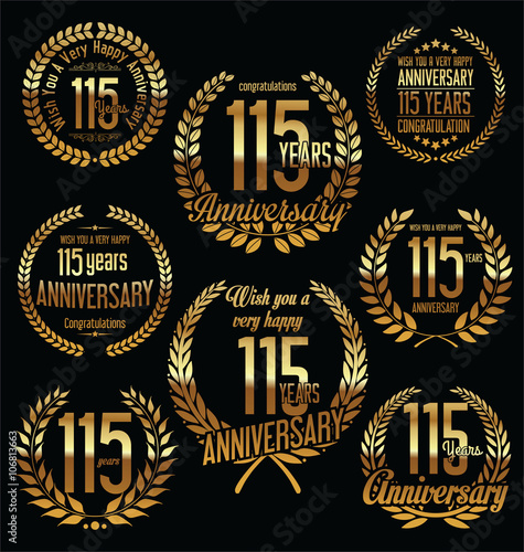 Golden Anniversary Labels with retro vintage styled design 115 years