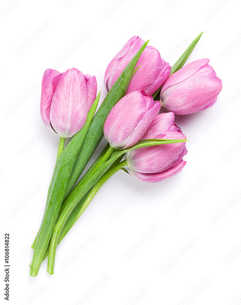 Fototapeta premium Bukiet świeżych kwiatów tulipanów różowy