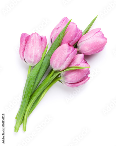 Fresh pink tulip flowers bouquet