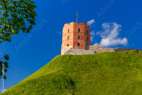 Tower of Gediminas in the summer morning In Vilnius, Lithuania. 
