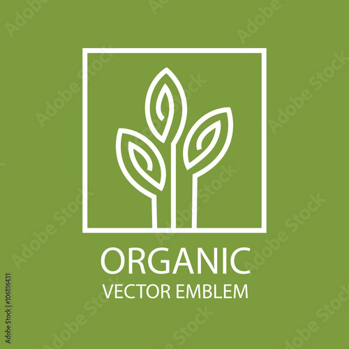Vector abstract organic emblem, outline monogram, flower symbol