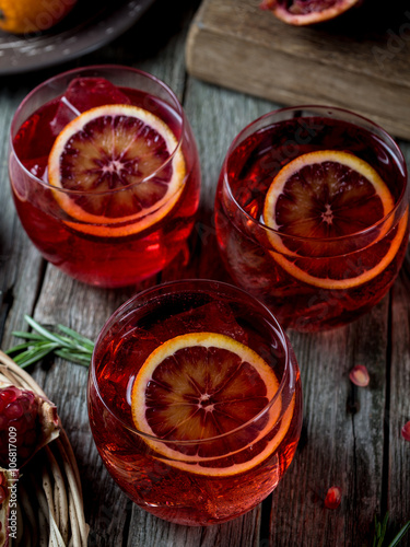 Blood orange and pomegranate cocktails