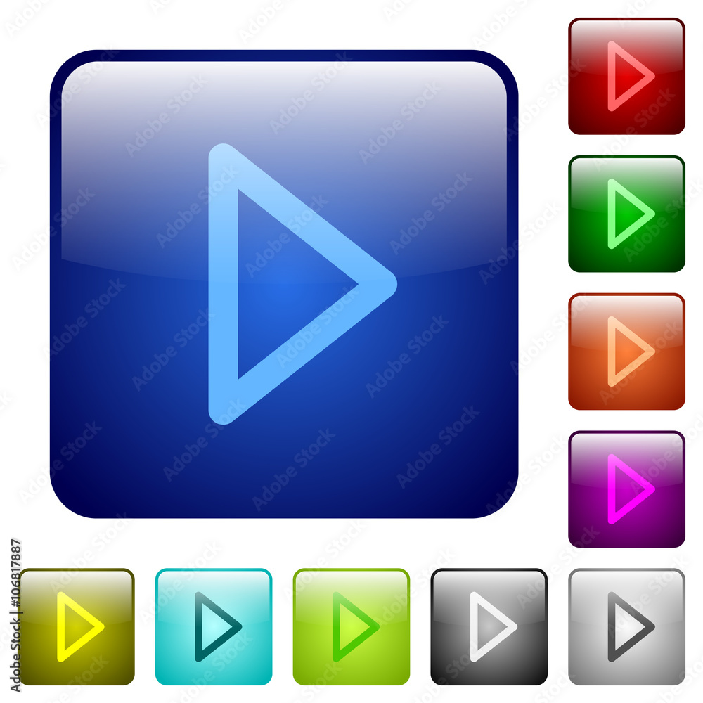 Color media play glass buttons Color media play glass buttons