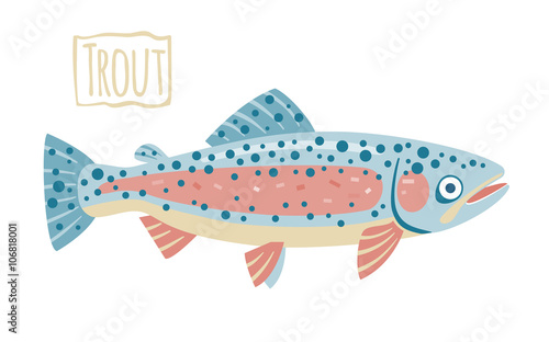 Trout, vector cartoon illustration
