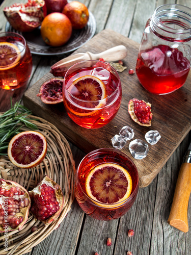 Blood orange and pomegranate cocktails