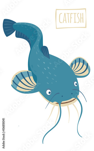 Catfish, vector cartoon illustration