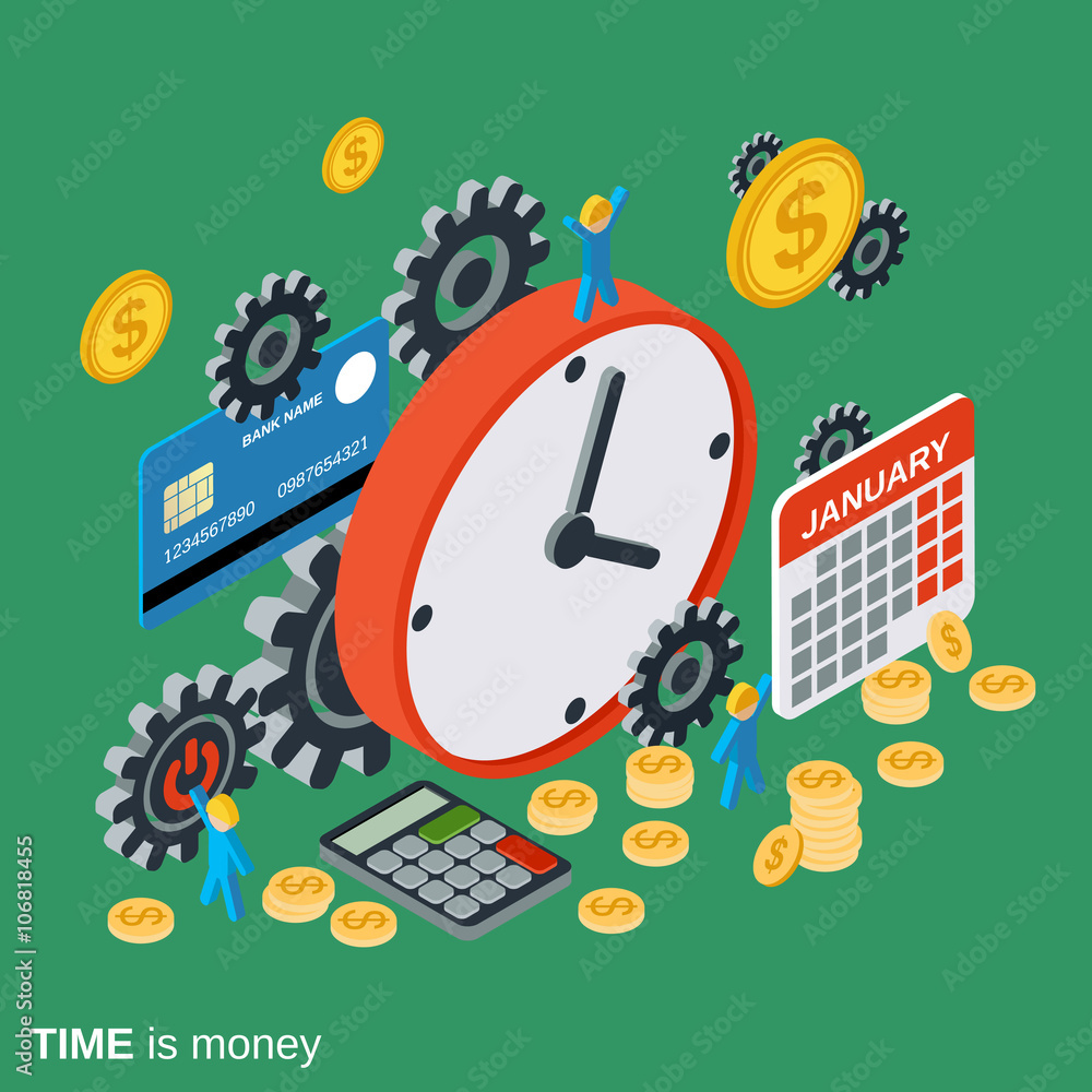 Time is money, time management, business planning vector concept Time is money, time management, business planning vector concept