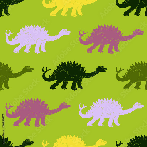 Vector illustration of a seamless repeating pattern of dinosaur © richman21