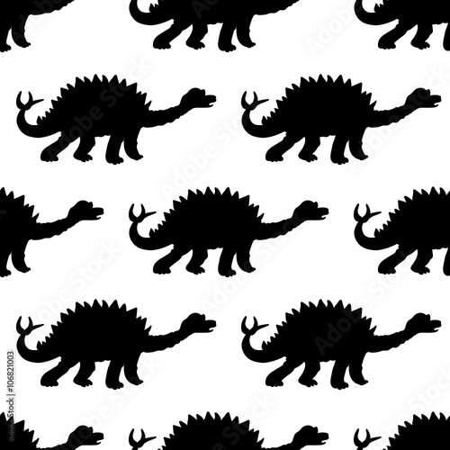 Vector illustration of a seamless repeating pattern of dinosaur © richman21
