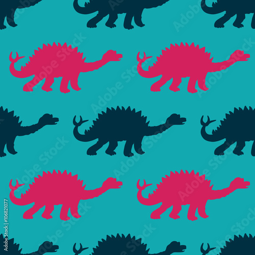 Vector illustration of a seamless repeating pattern of dinosaur