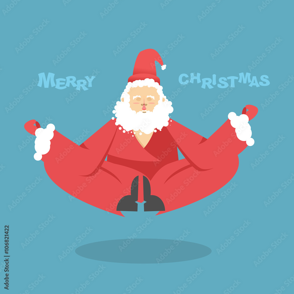 Santa Claus yoga. Christmas yoga. Santa Claus yogi meditates. Sa Santa Claus yoga. Christmas yoga. Santa Claus yogi meditates. Sa