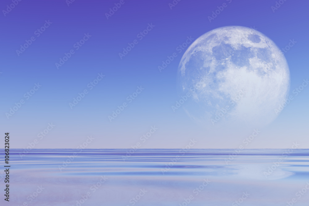 moon over sea