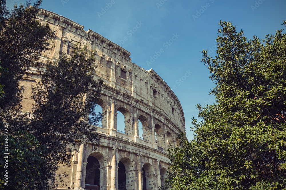 Colosseum in Rome, Italy, Europe, Vintage filtered style
