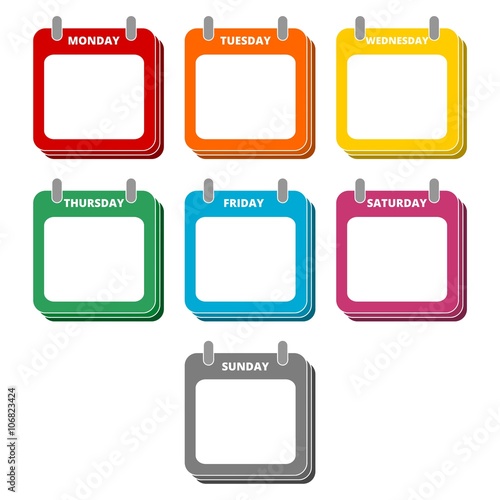 Days of the week, Calendar sheets with the days of the week