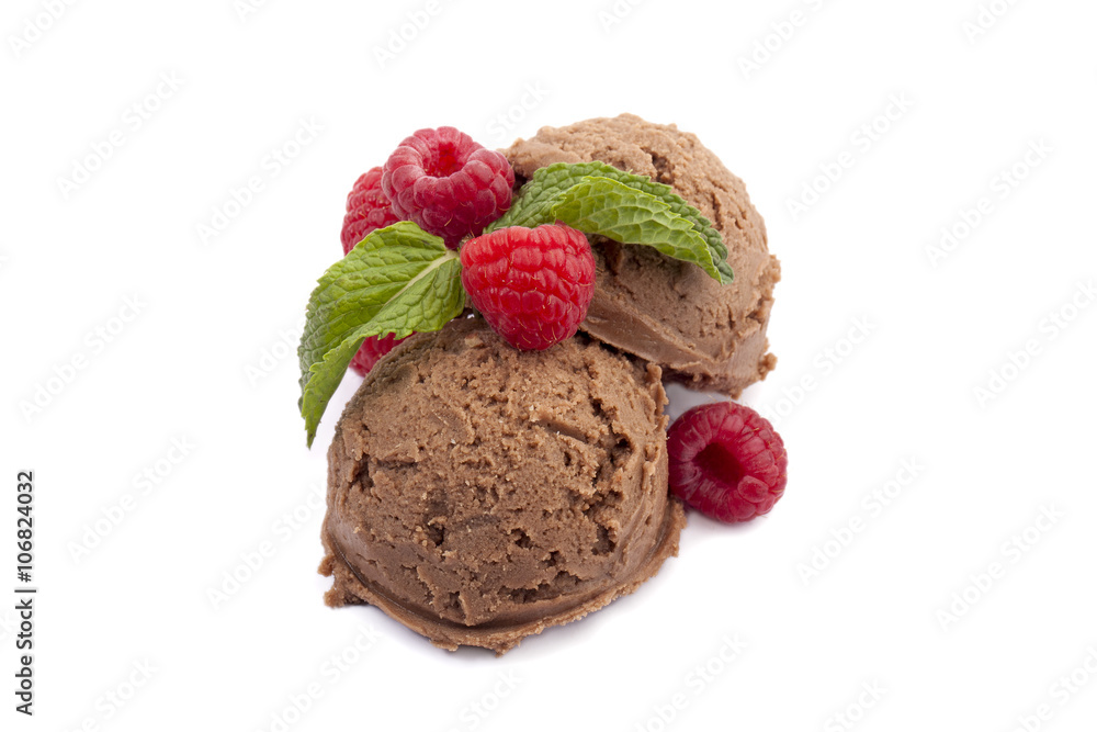 frozen yogurt with mint leaf and raspberries frozen yogurt with mint leaf and raspberries