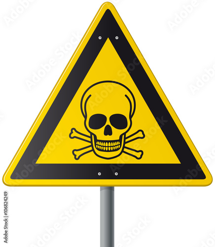 gelbes Schild Vektor mit Totenschädel als Giftsymbol