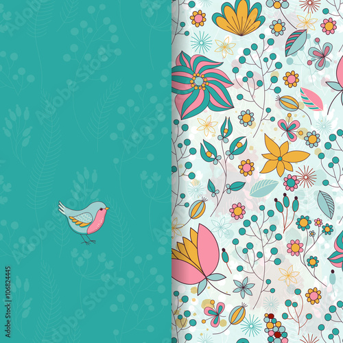 Card with round floral pattern.
