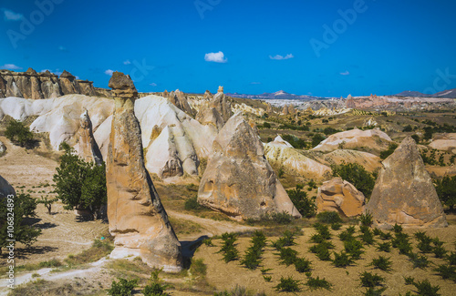 Cave onside old mountain in Cappadocia area in Turkey photo