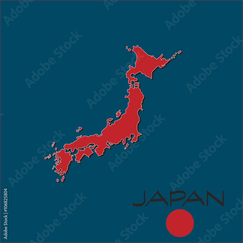 Japan country map blue and red