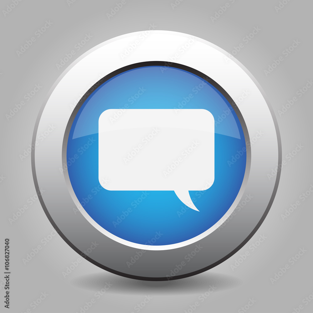 blue metal button with speech bubble blue metal button with speech bubble