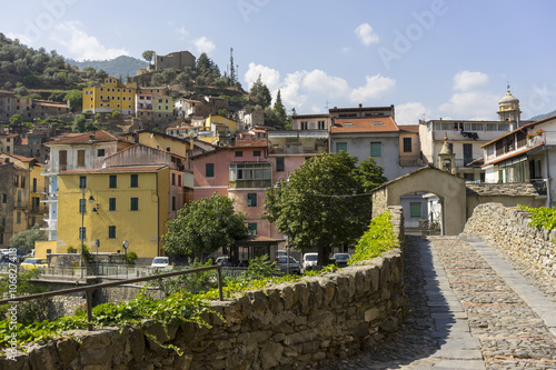 Street view of old town Badalucco in the Province of Imperia in the Italian region Liguria. photo
