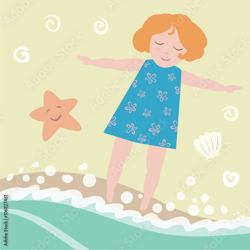 The girl lying on the beach