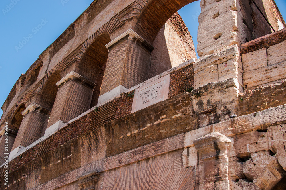 Part of the external wall of the Roman Colosseum Part of the external wall of the Roman Colosseum