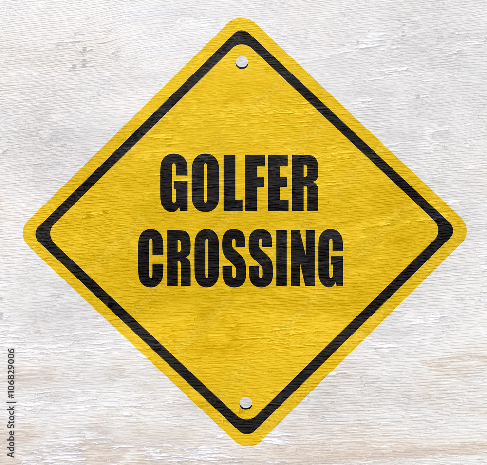 golfer crossing sign on wood grain texture golfer crossing sign on wood grain texture