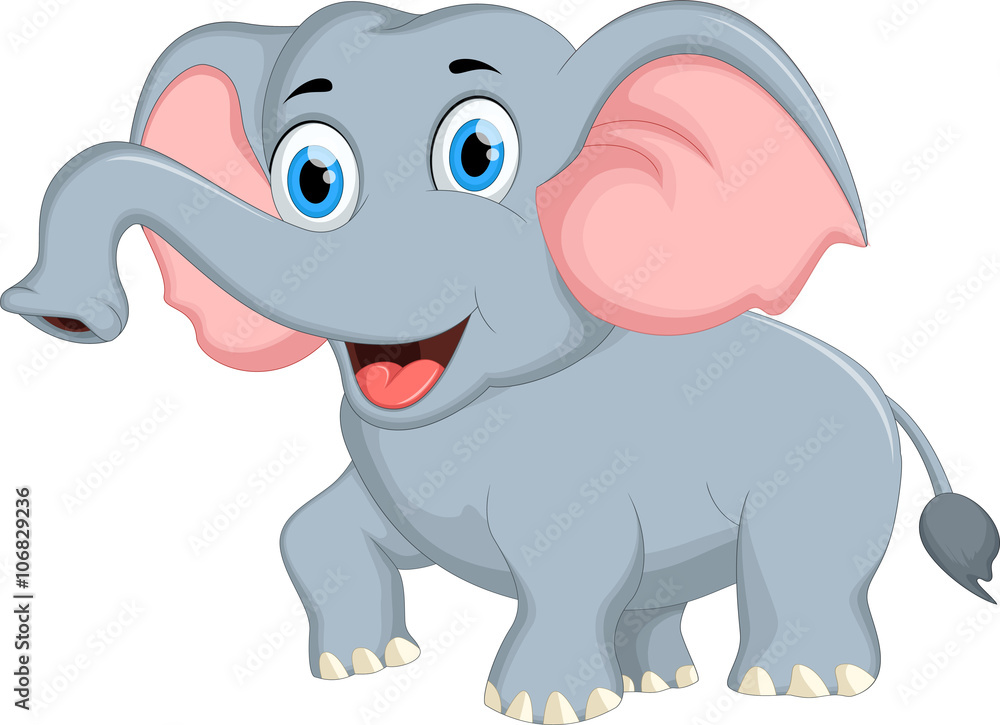 Cute cartoon elephant posing