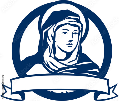 Blessed Virgin Mary Scroll Retro