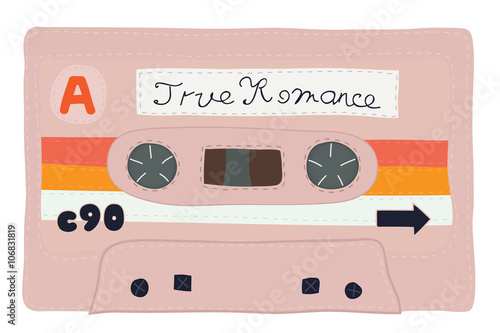 Vintage cassette tape stitched together