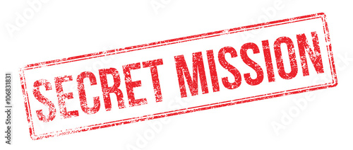 Secret Mission red rubber stamp on white