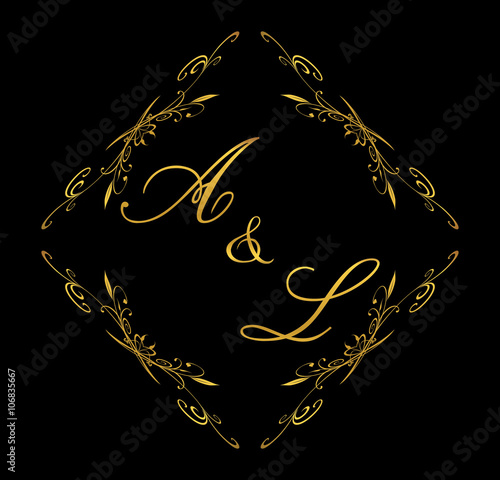 AL initial wedding with floral