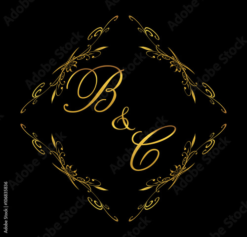 BC initial wedding with floral