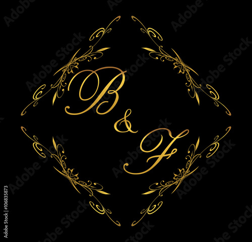 BF initial wedding with floral