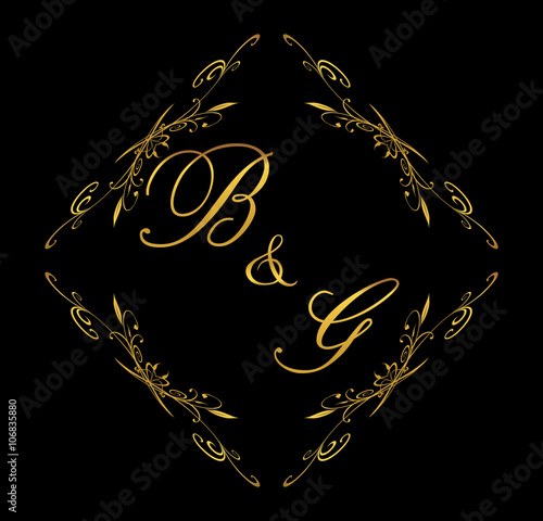 BG initial wedding with floral