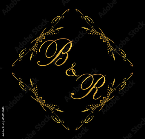 BR initial wedding with floral