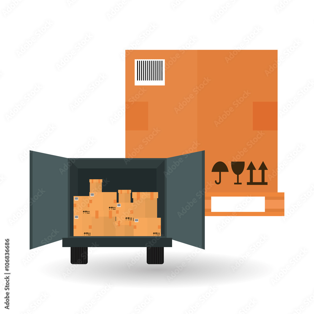 Delivery and box design, vector illustration Delivery and box design, vector illustration