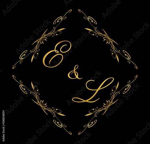 EL initial wedding with floral