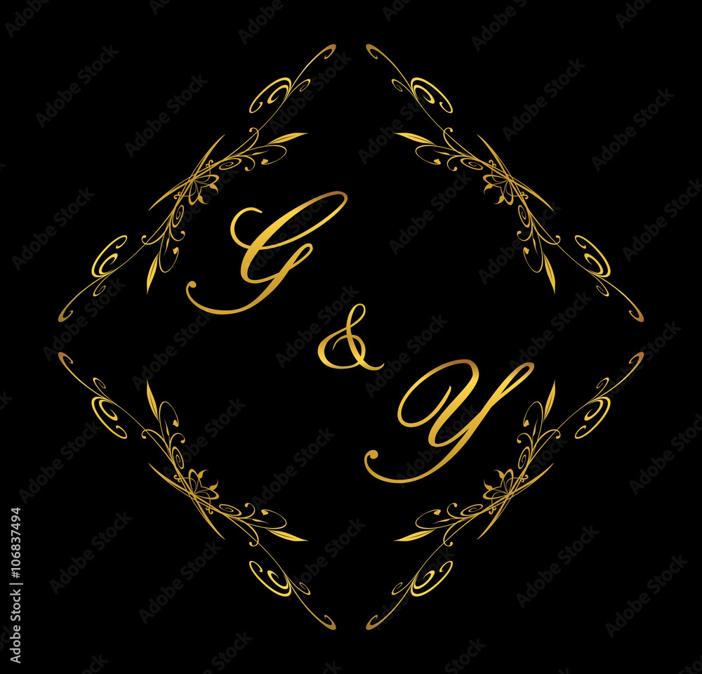 GY initial wedding with floral GY initial wedding with floral