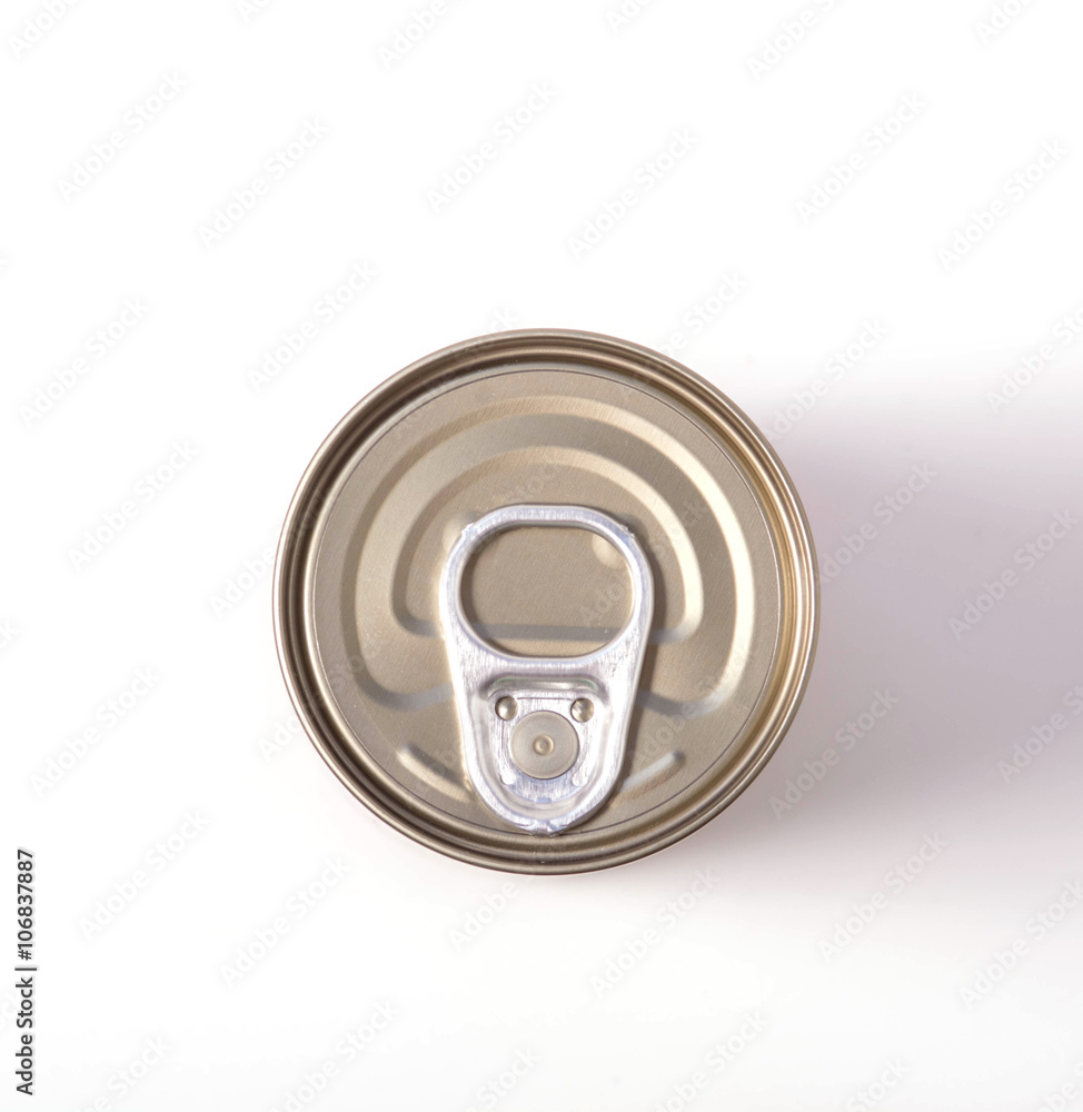 Food can on white background, view from the top Food can on white background, view from the top
