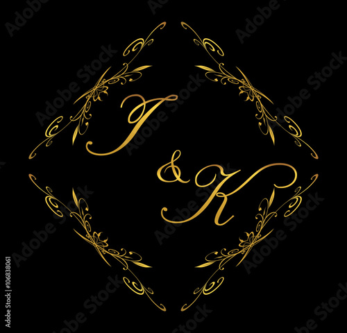 IK initial wedding with floral