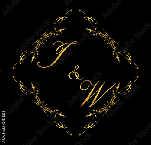 IW initial wedding with floral