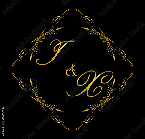 IX initial wedding with floral