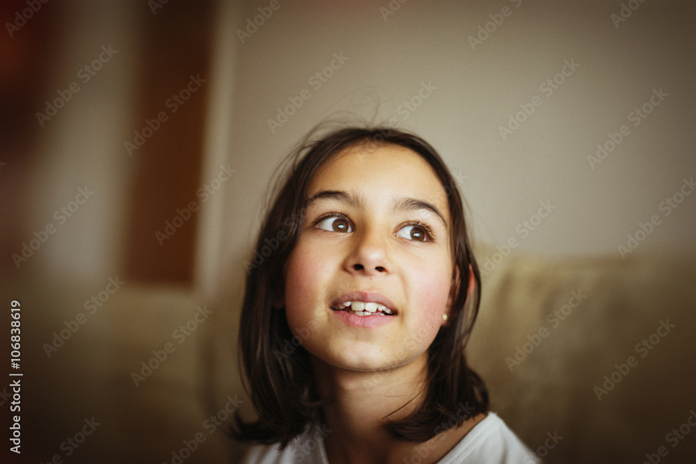 Mixed race girl looking up Mixed race girl looking up